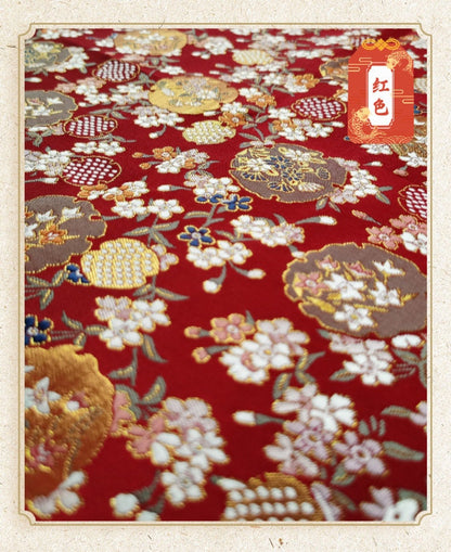 Japanese Dianthus Silk Brocade Fabric: Kimono Bowknot Sewing Material