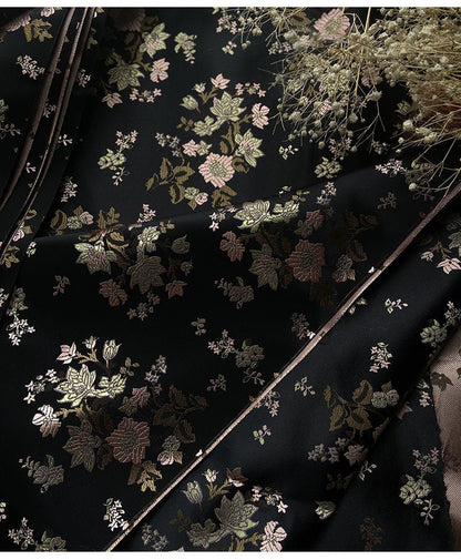 Pink Floral Brocade Fabric: Shiny Rayon Chinese Silk (By The Meter)