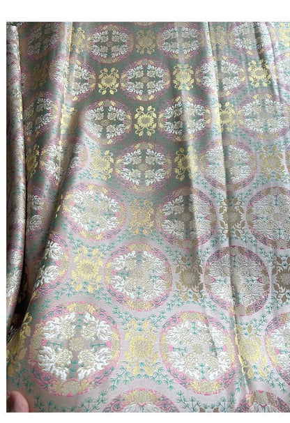 Tissu jacquard brocart à motif floral : style rétro poisson rouge, 150 cm de large