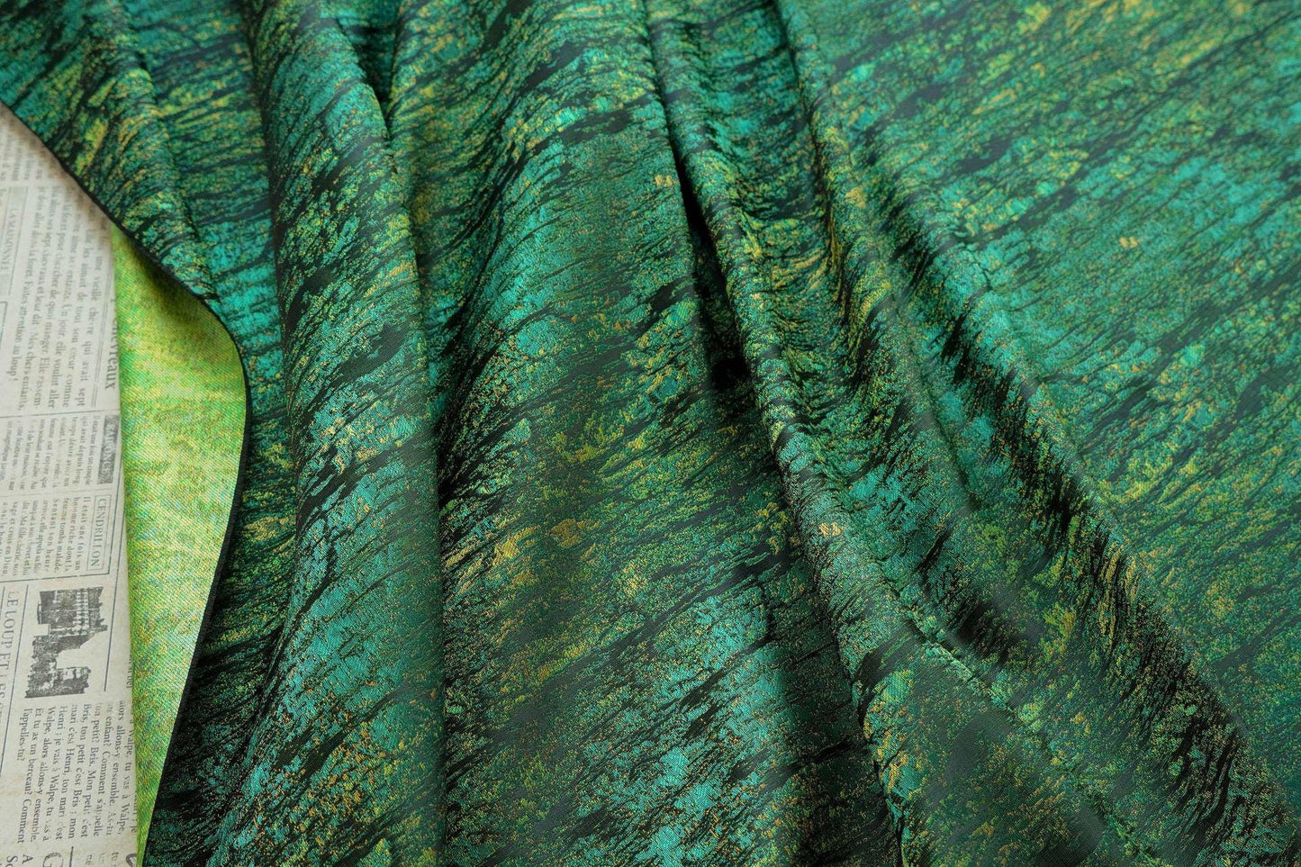Jacquard Damask Fabric: Retro Palace Green Upholstery & Sewing