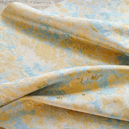 Tissu jacquard à fil doré : texture peinture à l’huile 3D, largeur 140 cm (55 po) – au mètre