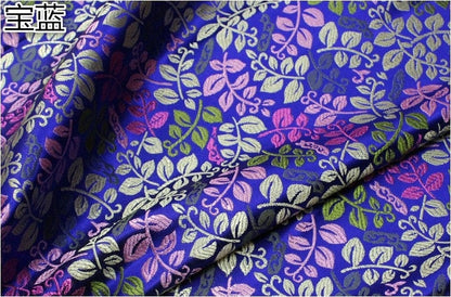 Leaf Brocade Fabric: Silk Rayon Jacquard for Cheongsam & Kimono
