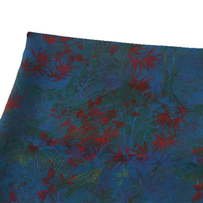 Blue Floral River Print Fabric, Viscose Nylon Blend, 59" Wide