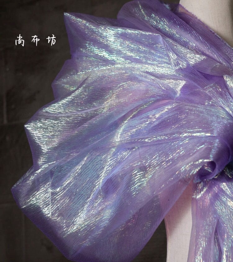 Bright Purple Pleated Mesh Fabric, Cosplay, Wedding, DIY