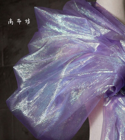 Bright Purple Pleated Mesh Fabric, Cosplay, Wedding, DIY