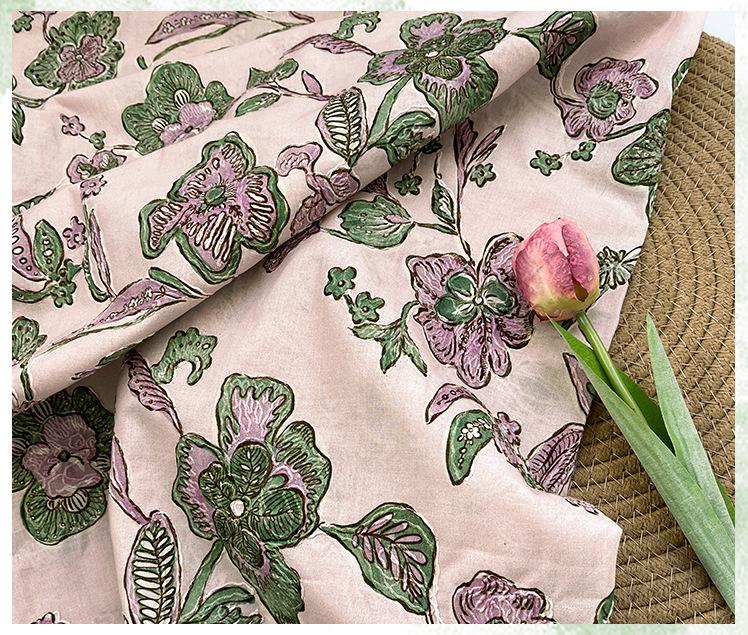 Pink Floral Jacquard Fabric ��� Embroidered Cott" Wide