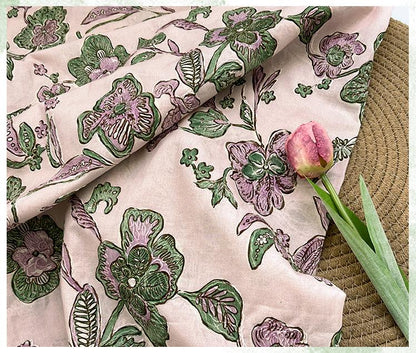Pink Floral Jacquard Fabric ��� Embroidered Cott" Wide