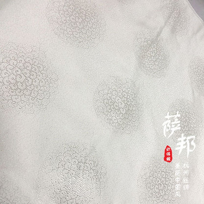 White Silk Brocade Fabric: Metallic Traditional Pattern, Upholstery & Sewing, By The Meter