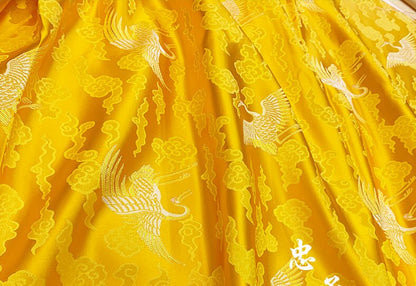 Crane Brocade Fabric: Colorful Cheongsam Qipao Material (29.5"W)