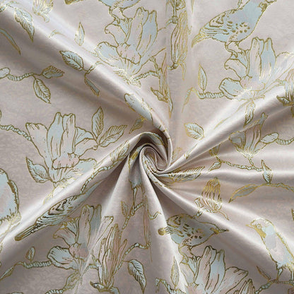 Floral Gold Jacquard Satin Fabric: Brocade Textile, Dressmaking & Upholstery (64" Wide, By The Meter)