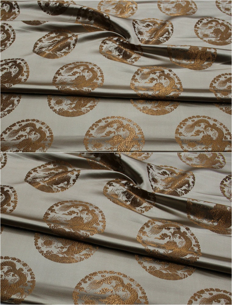 Dragon Brocade Fabric: Multicolor Silk Rayon Blend, Upholstery Sewing Material
