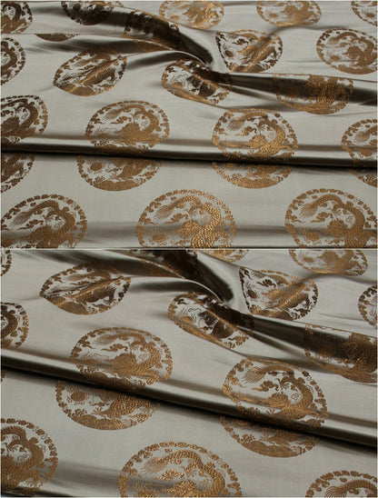 Dragon Brocade Fabric: Multicolor Silk Rayon Blend, Upholstery Sewing Material