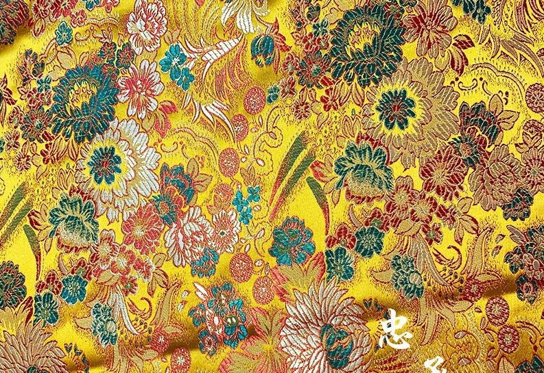 Floral Silk Brocade Fabric: Colorful Cheongsam Qipao Sewing Material
