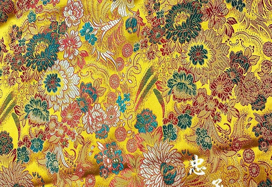 Tissu brocart de soie à motifs floraux : Matériel de couture pour cheongsam qipao coloré