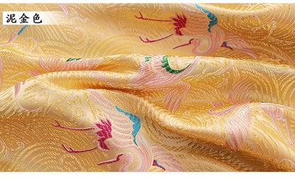 Crane Brocade Fabric: Colorful Silk Rayon Blend, Cheongsam Qipao Material