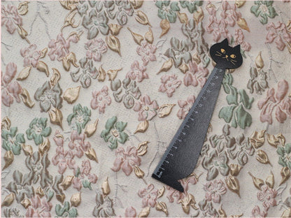 Jacquard Flower Fabric: Gold Embossed 3D Bubble Design, 55" Wide