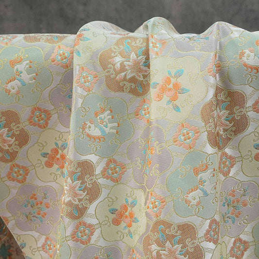 Tissu brocart Song avec jacquard doré ��� Tissage traditionnel chinois de luxe pour la couture et l'artisanat"W