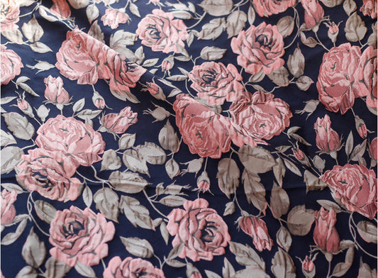 Dahlia Floral Jacquard Fabric: 3D Wrinkle Texture, 56" Wide