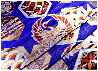 Crane Jacquard Satin Fabric: Birds Pattern, Costume Decor (by the meter)