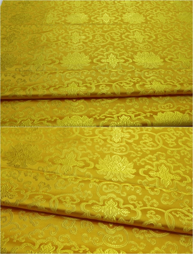 Chinese Medallion Brocade Fabric: Silk Rayon Blend, 29.5" Wide