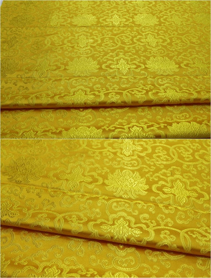 Chinese Medallion Brocade Fabric: Silk Rayon Blend, 29.5" Wide