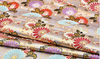 Japanese Floral Brocade Fabric: Modern Fans, Quilting & Upholstery