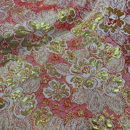 Gold Thread Floral Jacquard Fabric: 3D Texture, 59" Wide By 1 Meter