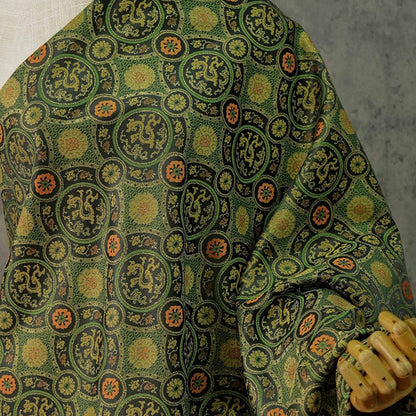 Dragon Brocade Fabric: Dark Green Cheongsam Tapestry (59"W)