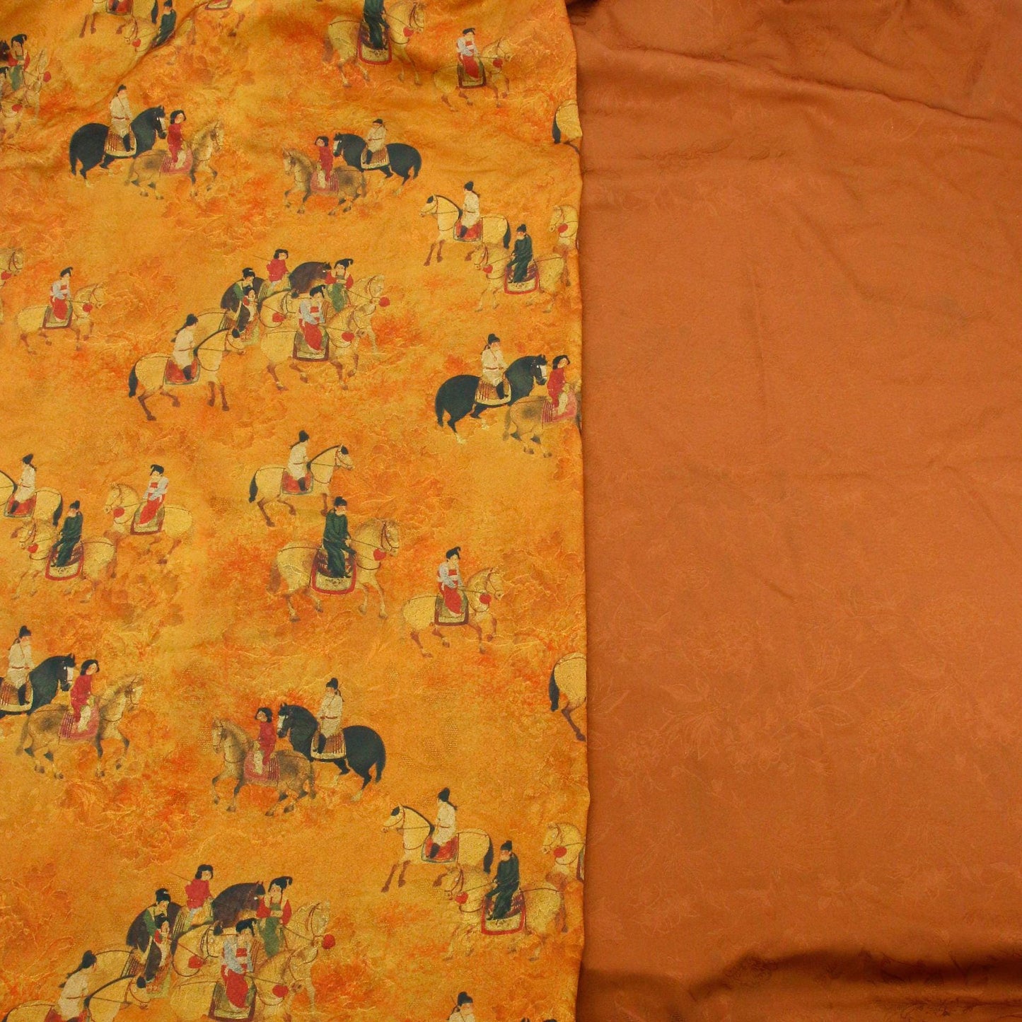 Chinese Painting Silk Satin Fabric: Gambiered Canton Gauze (59"W)