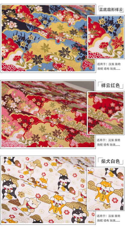 Japanese Cotton Fabric: Floral Print Sewing Material - Kimono & Home Decor