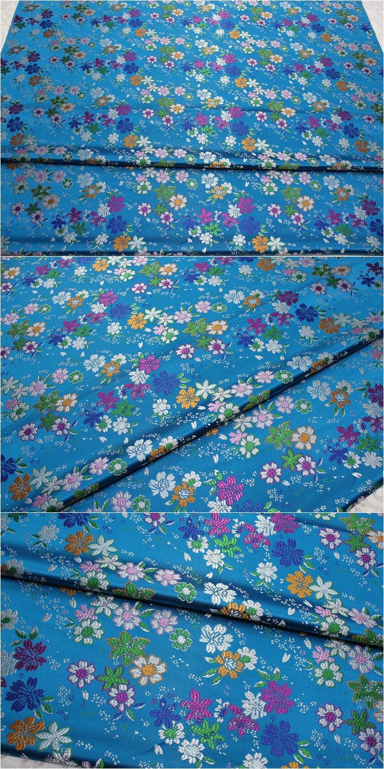 Cherry Blossom Jacquard Brocade Fabric: Japanese Silk Rayon Blend