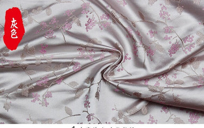 Tissu brocart à motifs floraux : mélange de soie et de rayonne de style chinois, 75 cm de large