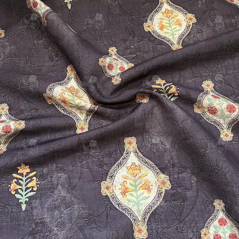 Geometric Floral Tencel Ramie Fabric: Dressmaking, Upholstery - 59" Wide