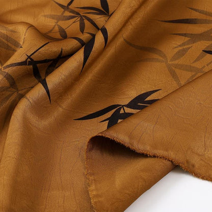 Oriental-Inspired Bamboo Leaf Brocade Fabric with Shimmering Silk-Like Texture, 59"Wide