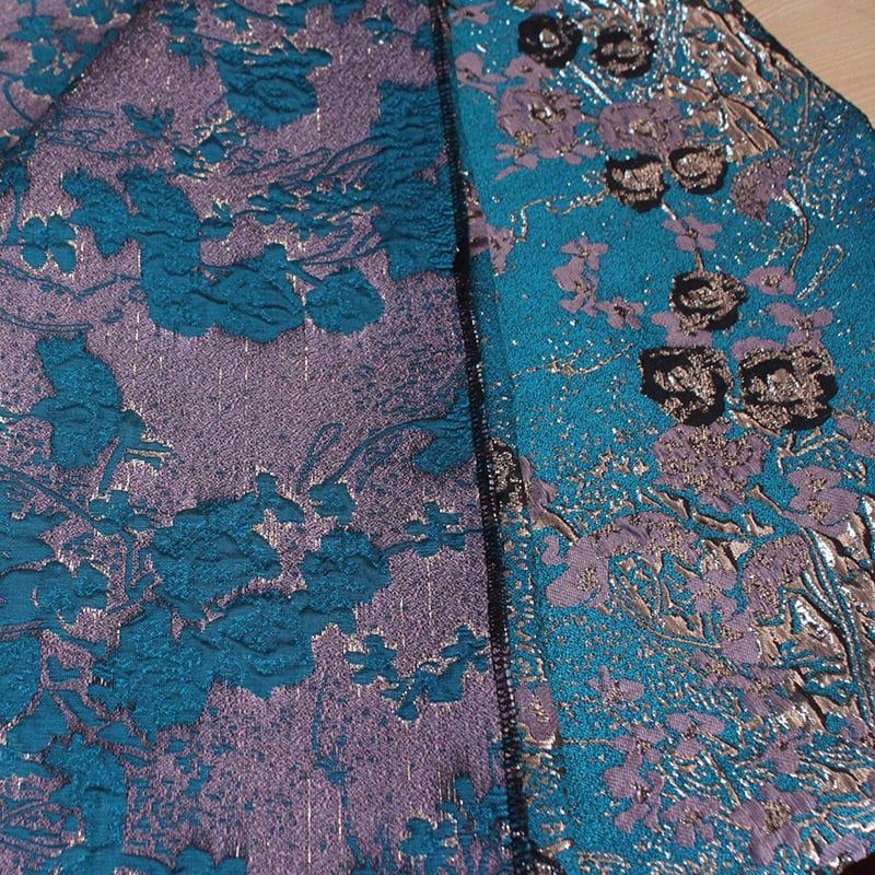 Peacock Blue Floral Jacquard Fabric: Polyester Upholstery, Costume, Decor - 55"W