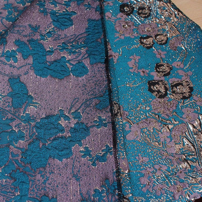 Peacock Blue Floral Jacquard Fabric: Polyester Upholstery, Costume, Decor - 55"W
