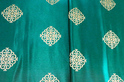 Blue Brocade Fabric: Chinese Mongolian Style Rayon Blend (29.5" Wide)