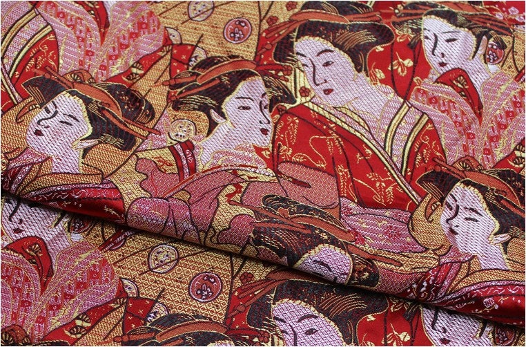 Geisha Jacquard Brocade Fabric: Japanese Silk Rayon Blend, 45" Wide