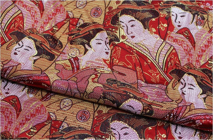 Geisha Jacquard Brocade Fabric: Japanese Silk Rayon Blend, 45" Wide