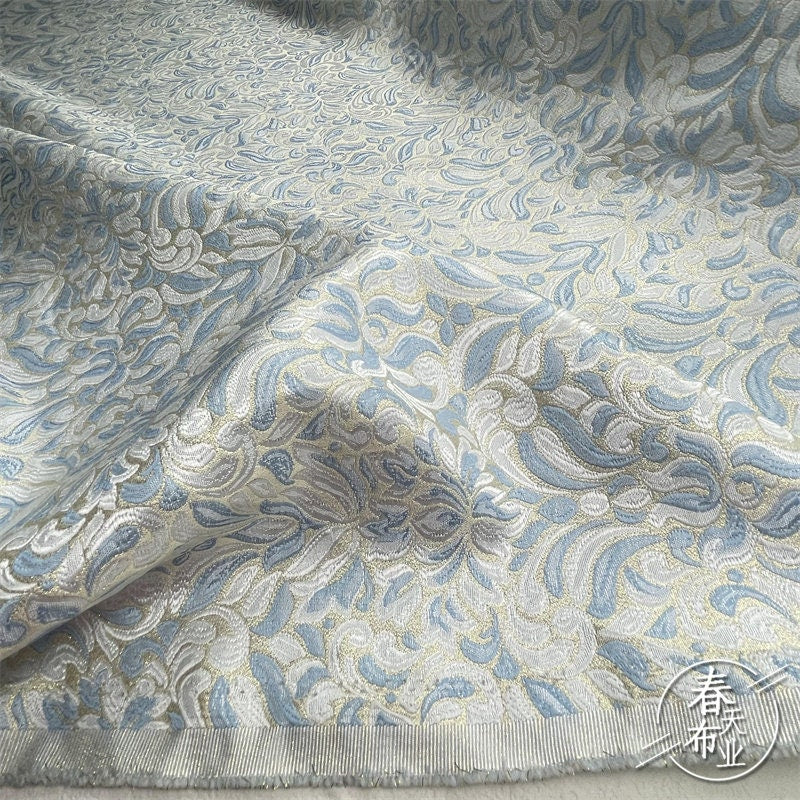 Gold Thread Embossed Palace Jacquard Damask Fabric - 57"W