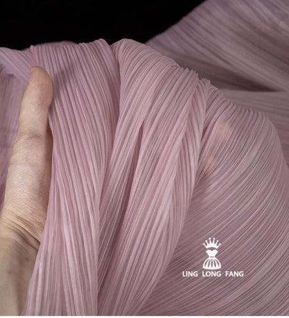 Matte Pleated Organza Fabric: 55" Wide Textured Polyester