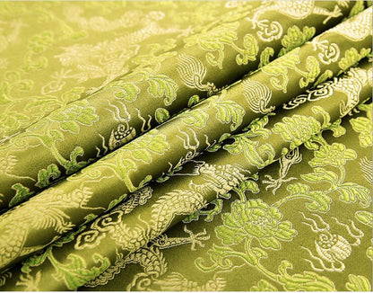 Green Floral Brocade Fabric: 59" Wide Rayon Upholstery Sewing Fabric