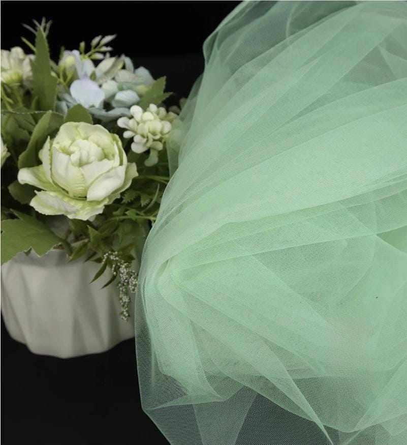 Green Sheer Gauze Mesh Fabric ��� Wedding & Party Decor, Drapi")