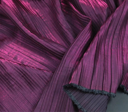 Gilt Pleated Fabric: Hard Yarn Designer Material, 55" Wide