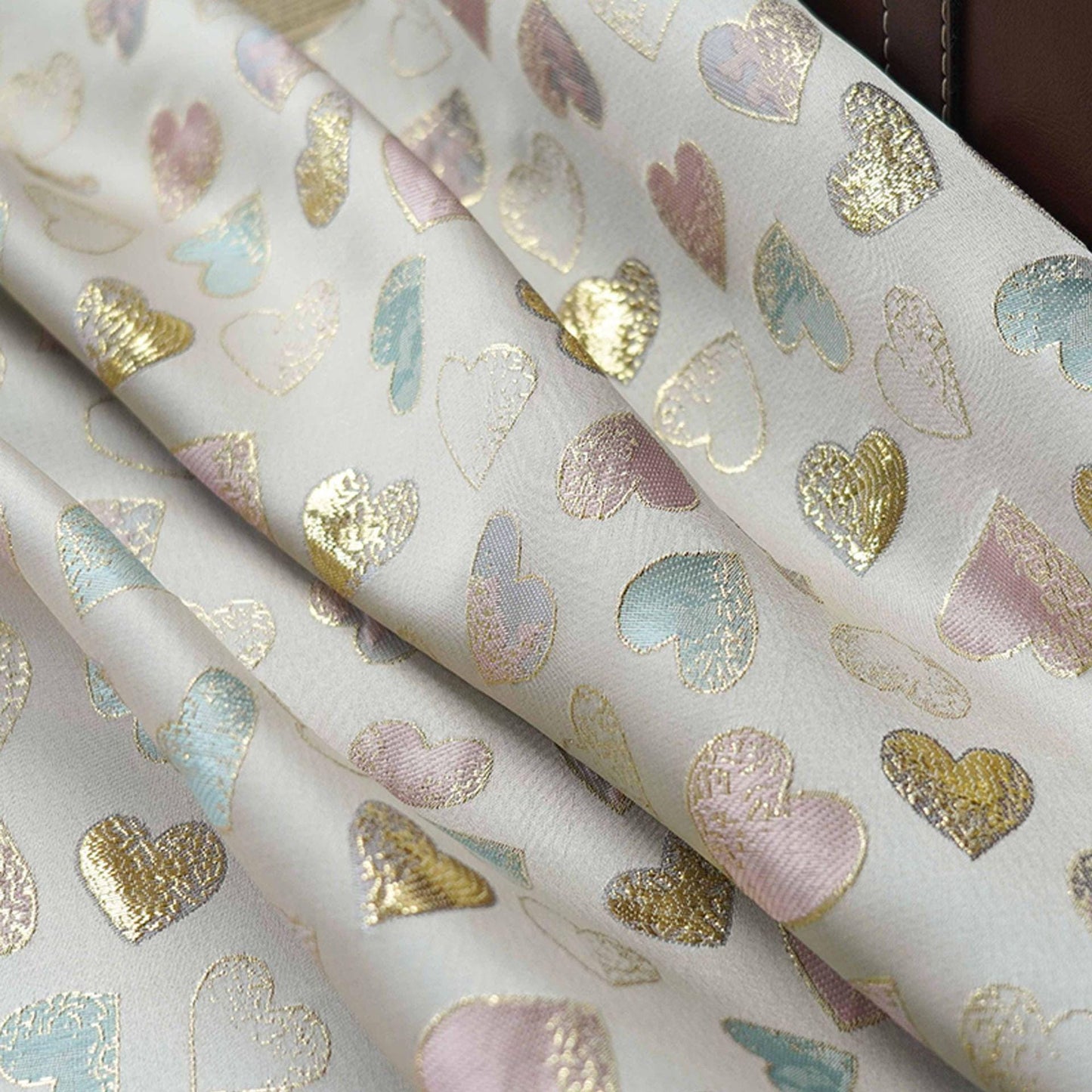 Gold Heart Jacquard Fabric: Rayon Blend, Sewing & Upholstery, 59" Wide