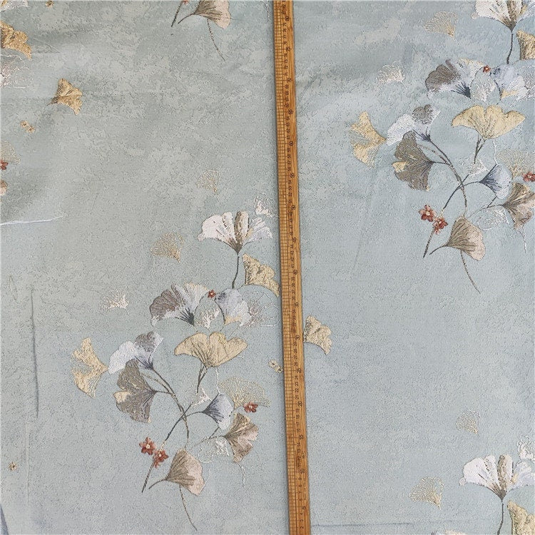 Ginkgo Pattern Jacquard Satin Fabric: Costume, Upholstery, Sewing (55"W)
