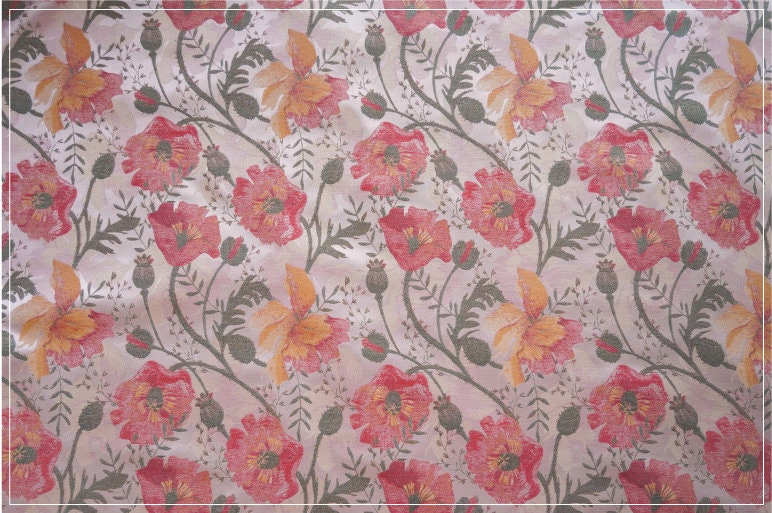 Floral Jacquard Woven Fabric: Embossed Hepburn Style, 57"W
