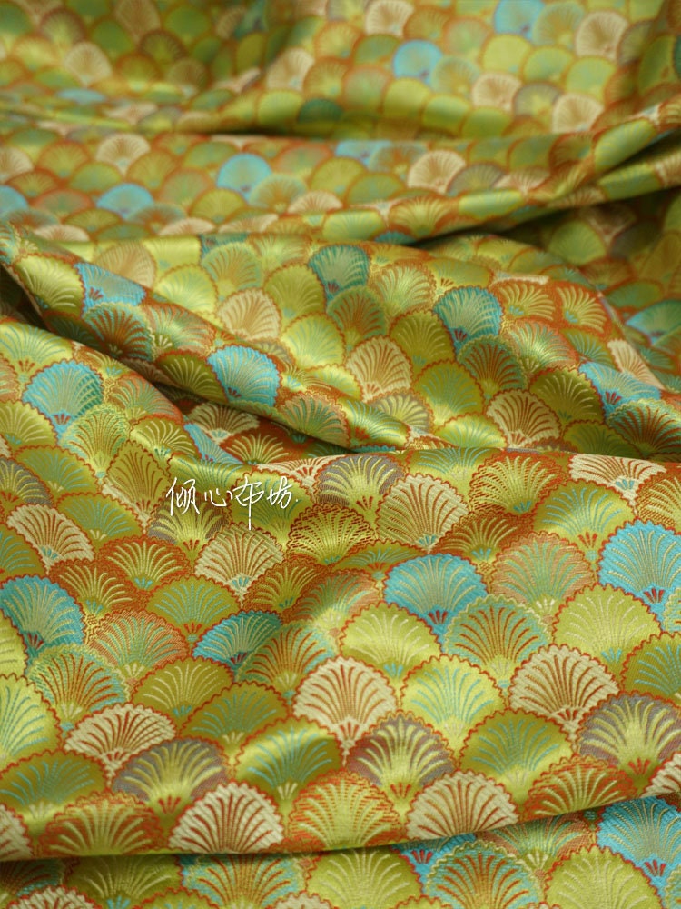 Japanese Shell Kinran Brocade Fabric: Silk Rayon Blend, 29.5�ï