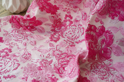 Reversible Jacquard Fabric, 3D Pink Floral Embossed Pattern, 59"W