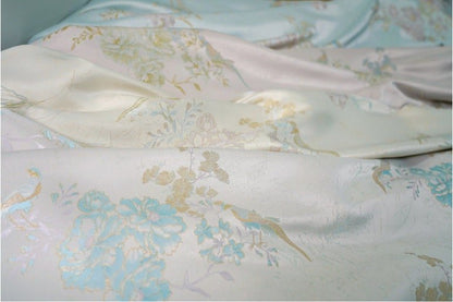 Gold Thread Floral Jacquard Fabric: 62" Wide Rayon Blend - Poppylollipop